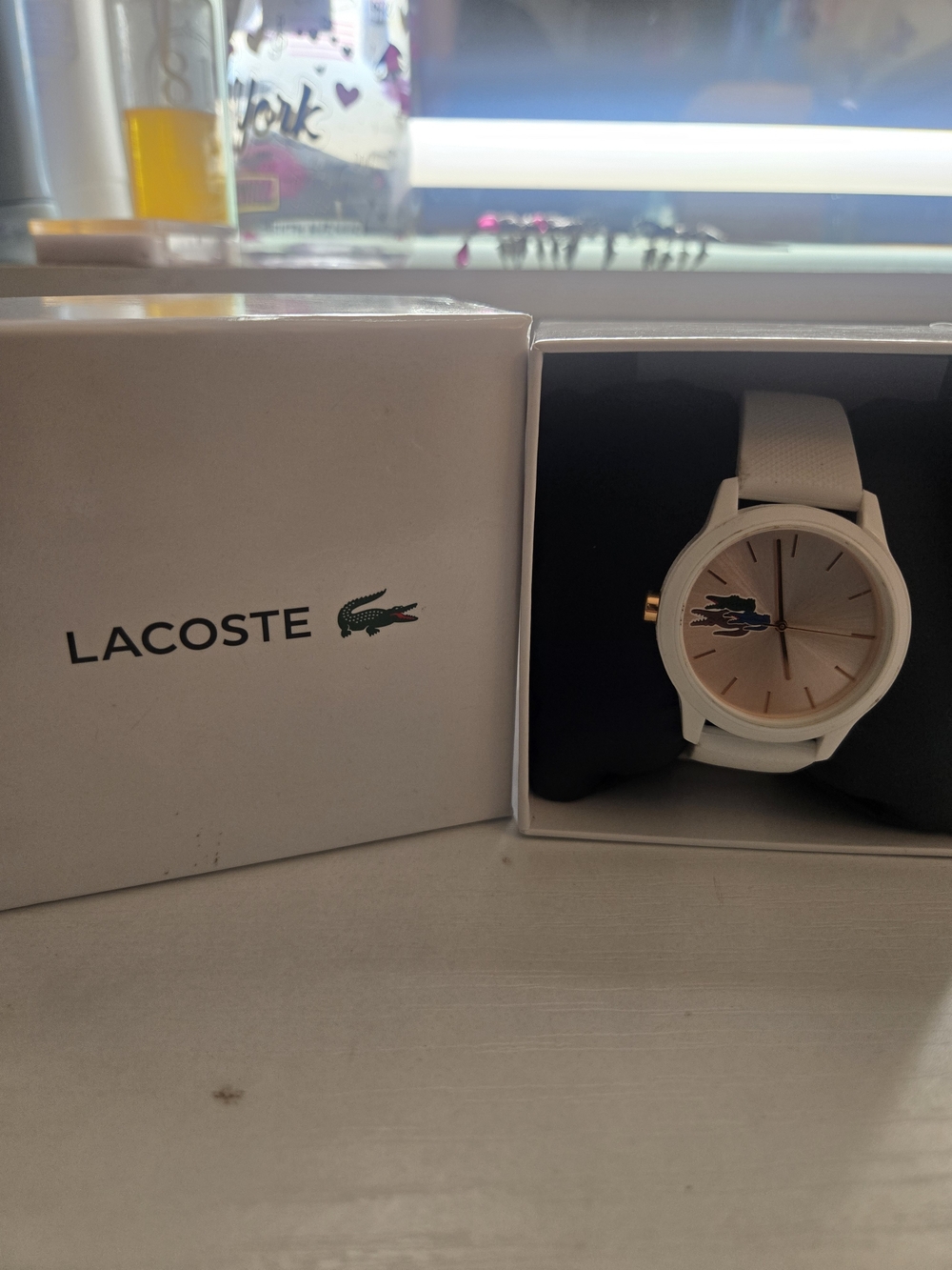 Lacoste Women’s White Silicone Strap Watch with Rose Gold Dial